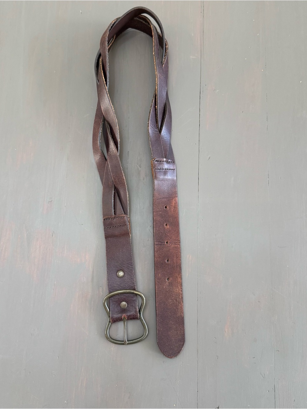 Vintage Gap Brown Braided Cow Leather Belt Womens Size Small